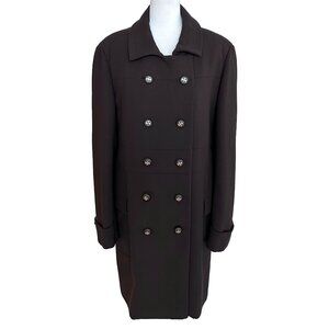 Tory Burch Double‑Breasted Logo Button Wool Blend Coat Size 12